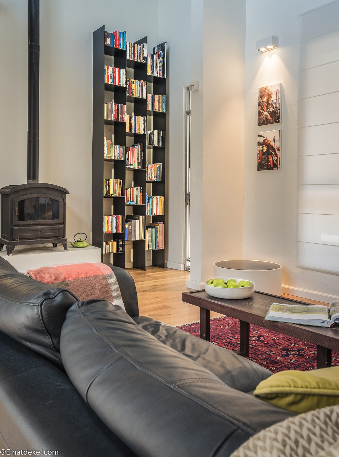 ספה קמין ארון מדפים