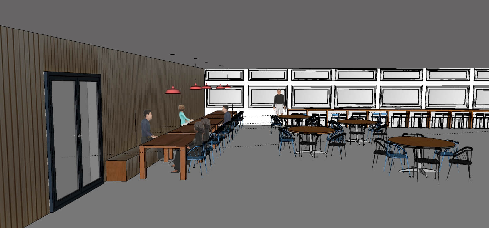 הדמיה של חדר האוכל במכון וינגייט